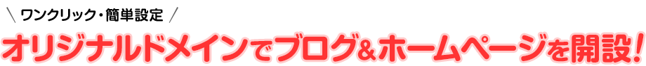 初期費用0円　オリジナルドメインでブログ&ホームページを開設！