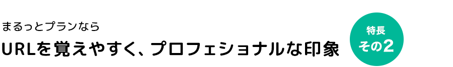 特長2：まるっとプランならURLを覚えやすく、プロフェショナルな印象